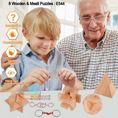 8 Wooden & Metal Puzzles : E544